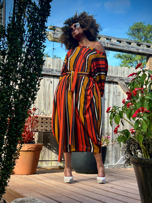 :: select :: autumn stripe drapy shift