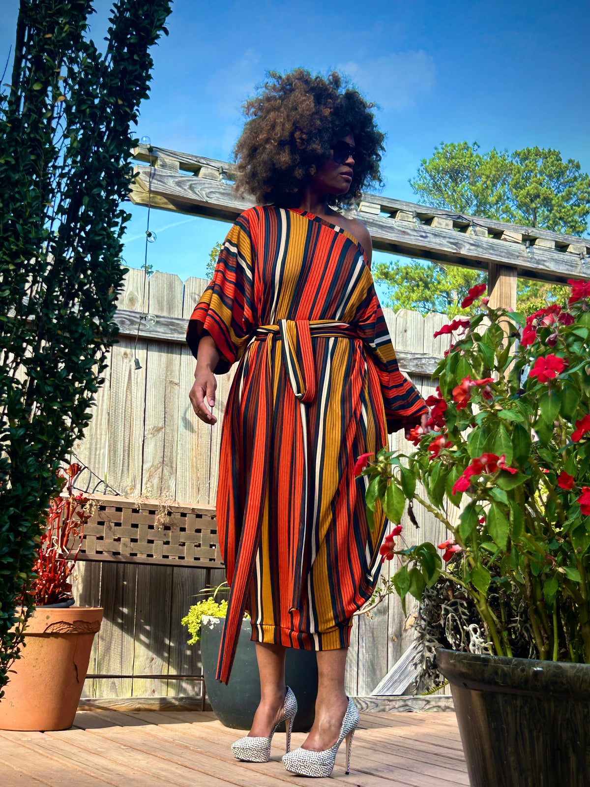 :: select :: autumn stripe drapy shift
