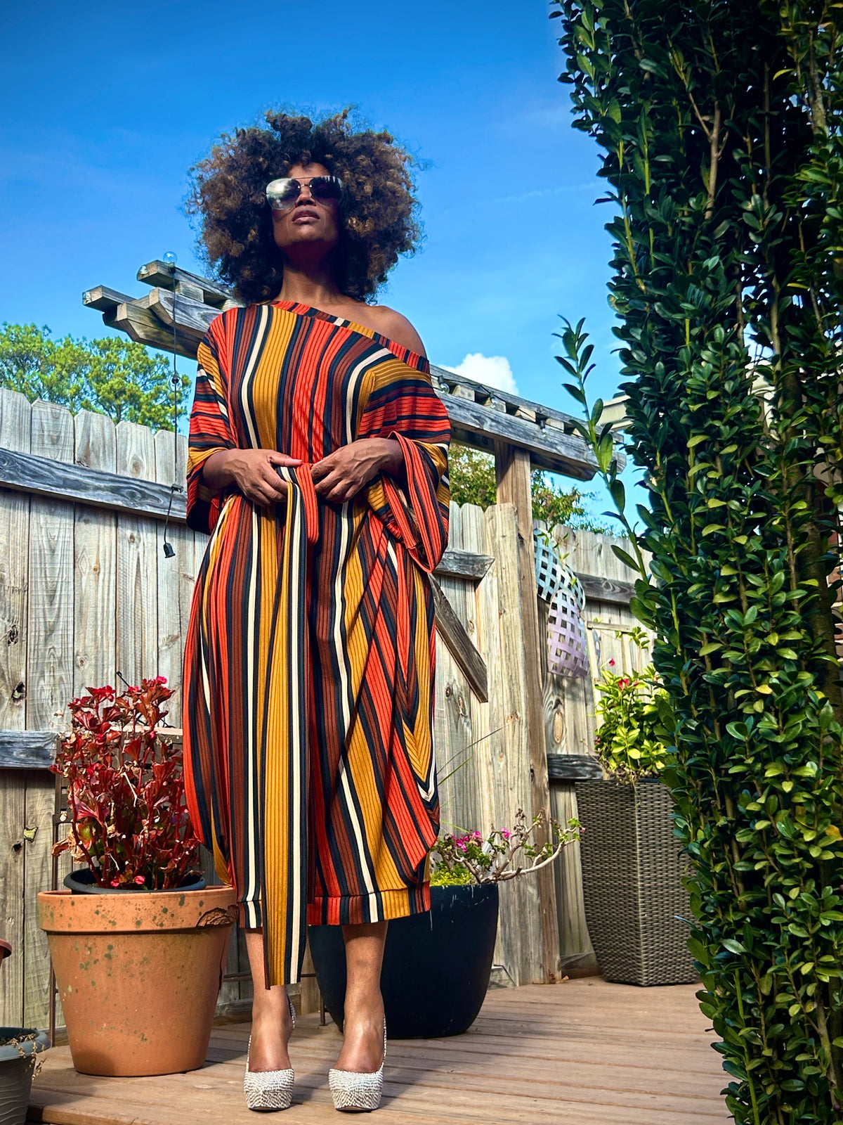:: select :: autumn stripe drapy shift