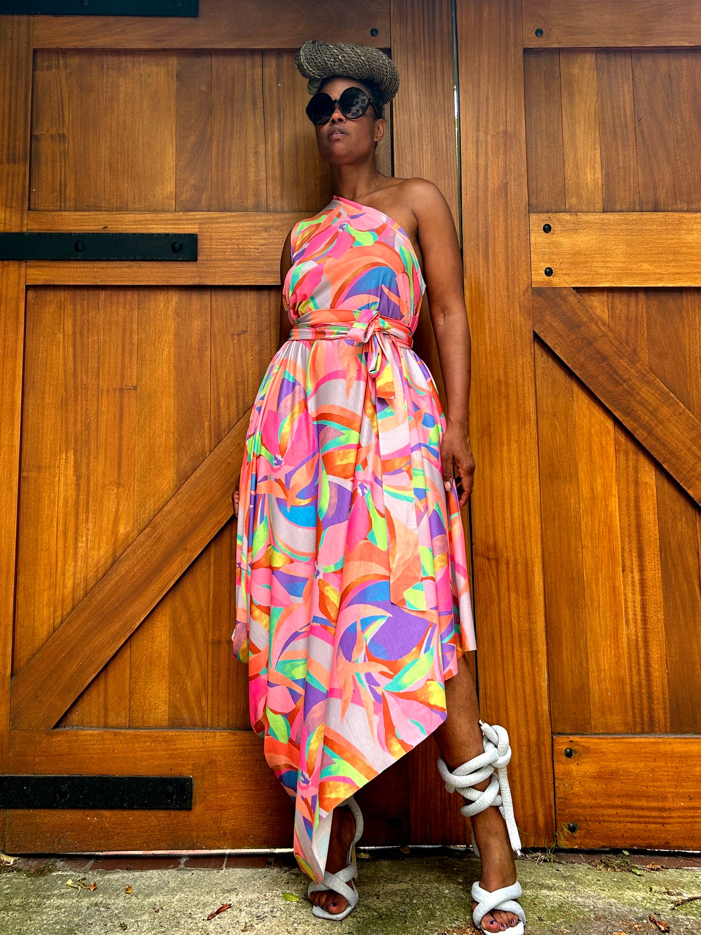 :: select ::  neon one-shoulder drape
