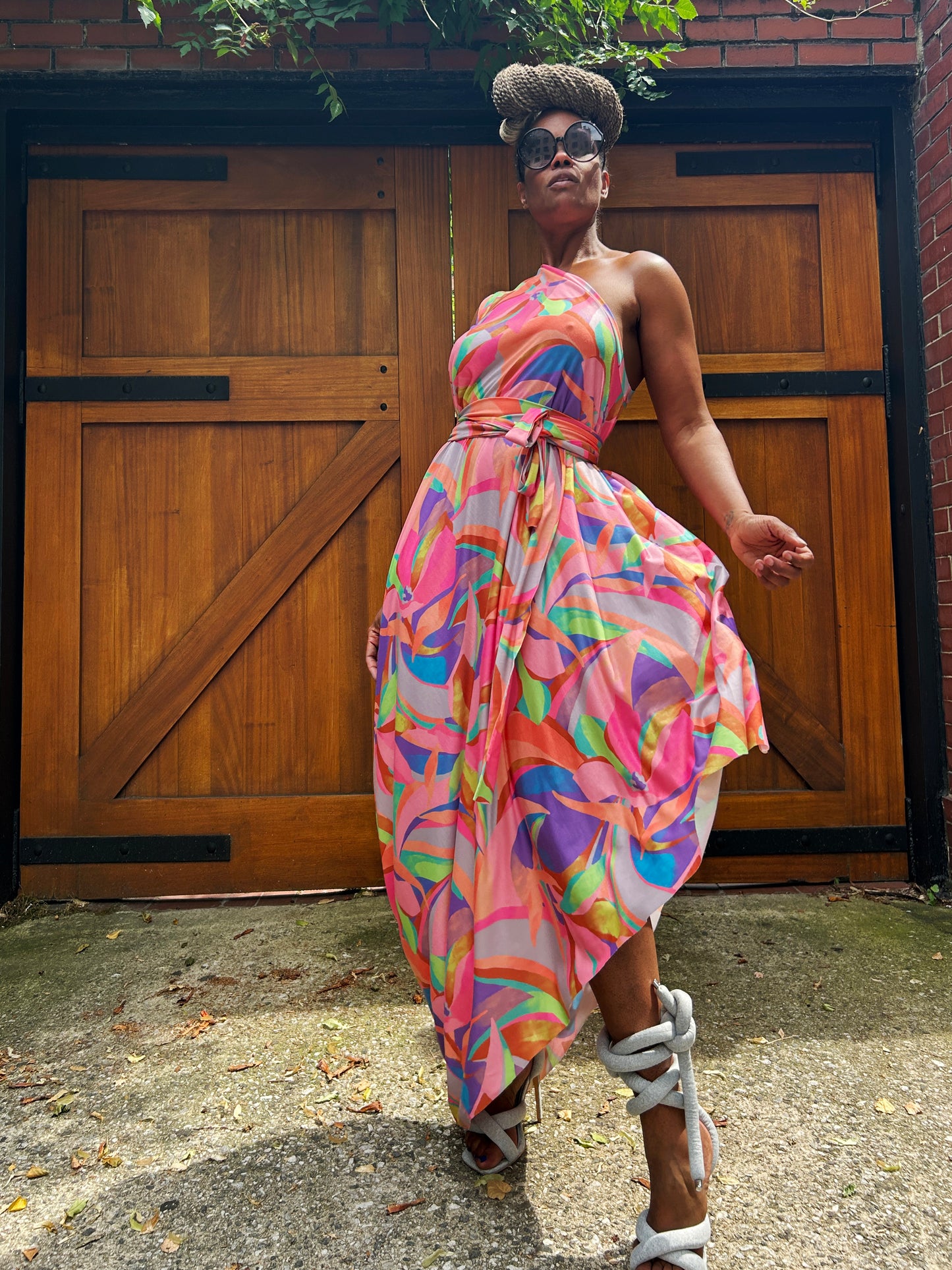 :: select ::  neon one-shoulder drape
