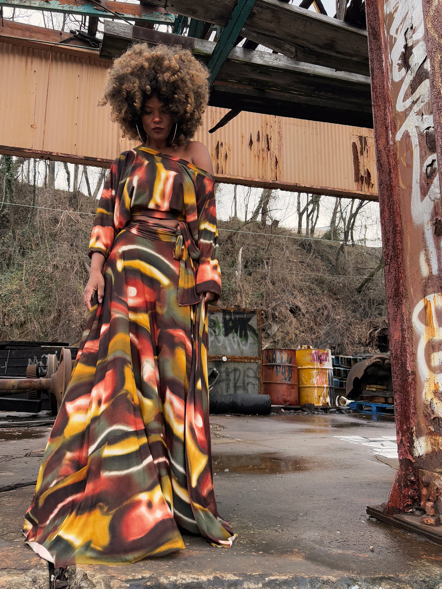 :: fire :: harvest knit slope crop + circle skirt