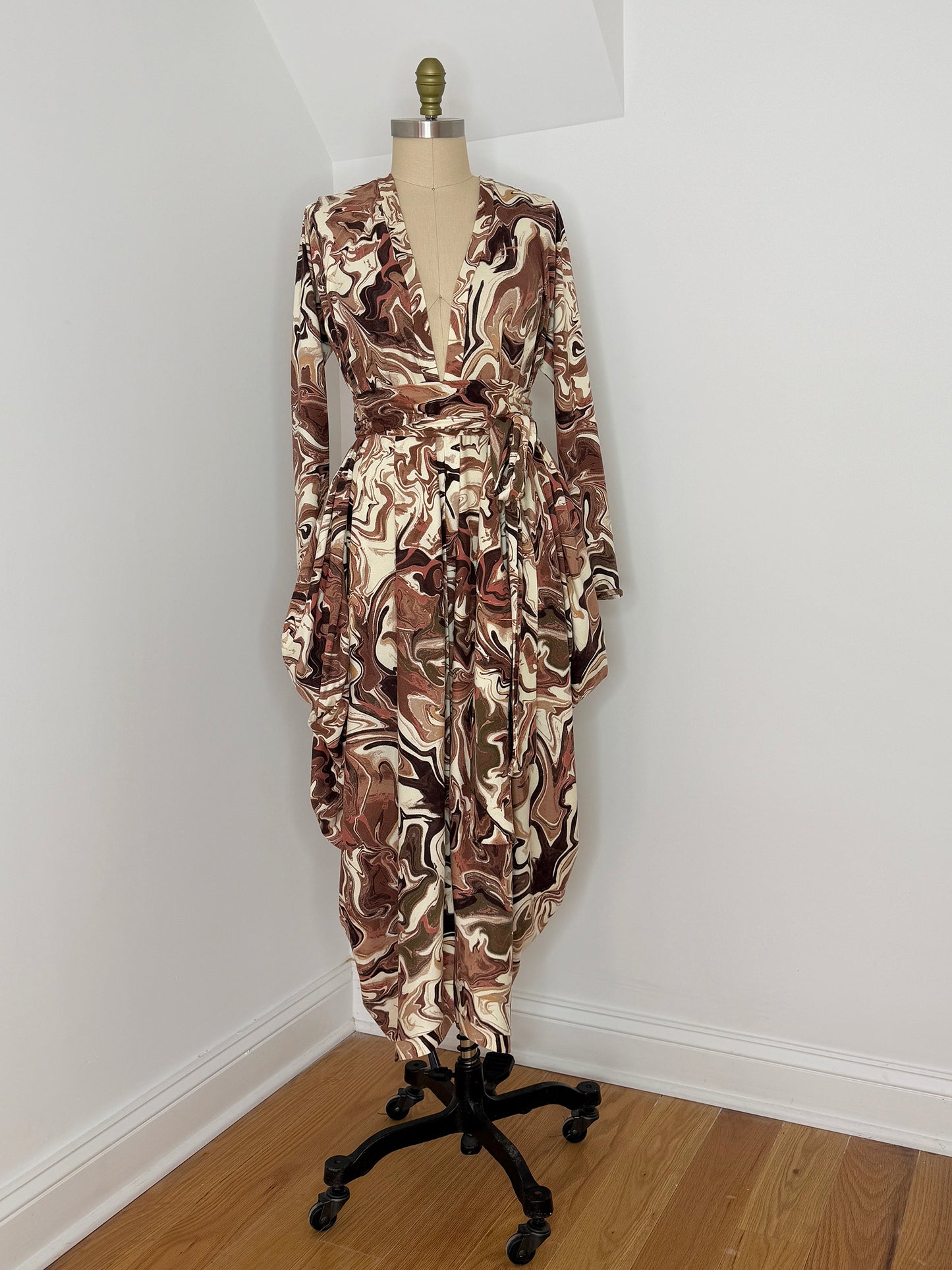 :: fire :: brown marble print duster