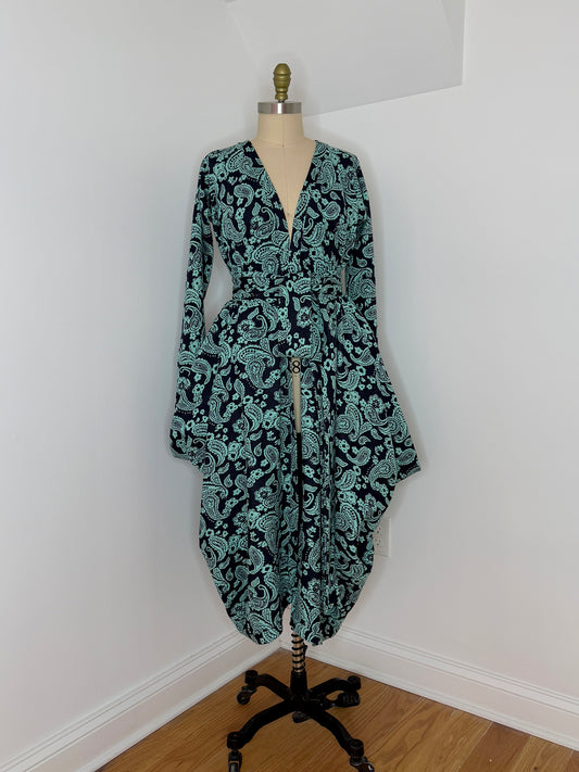 :: fire :: paisley duster - navy/turquoise