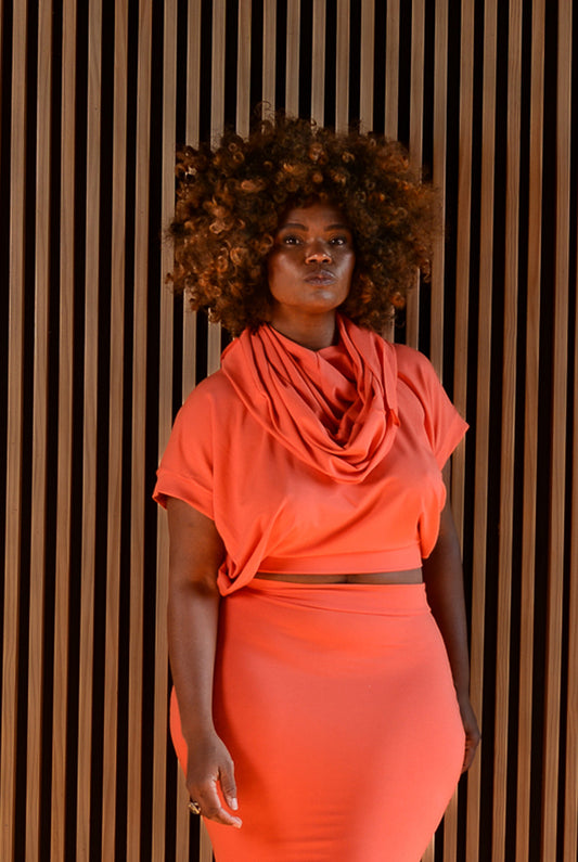 short sleeve crop w/ cowl