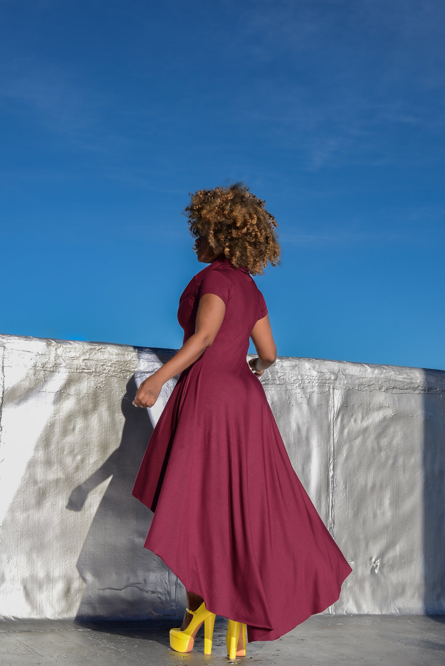 cap sleeve cowl high/low