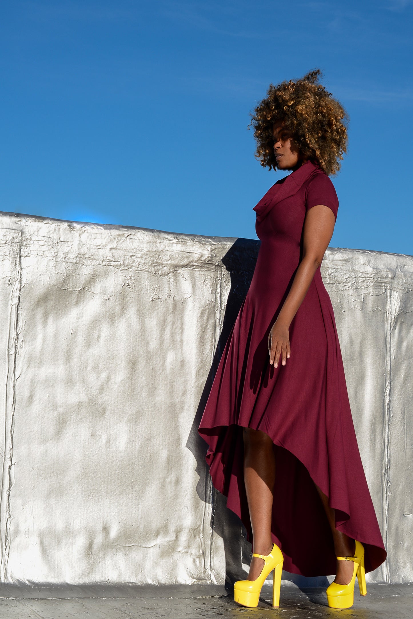 cap sleeve cowl high/low