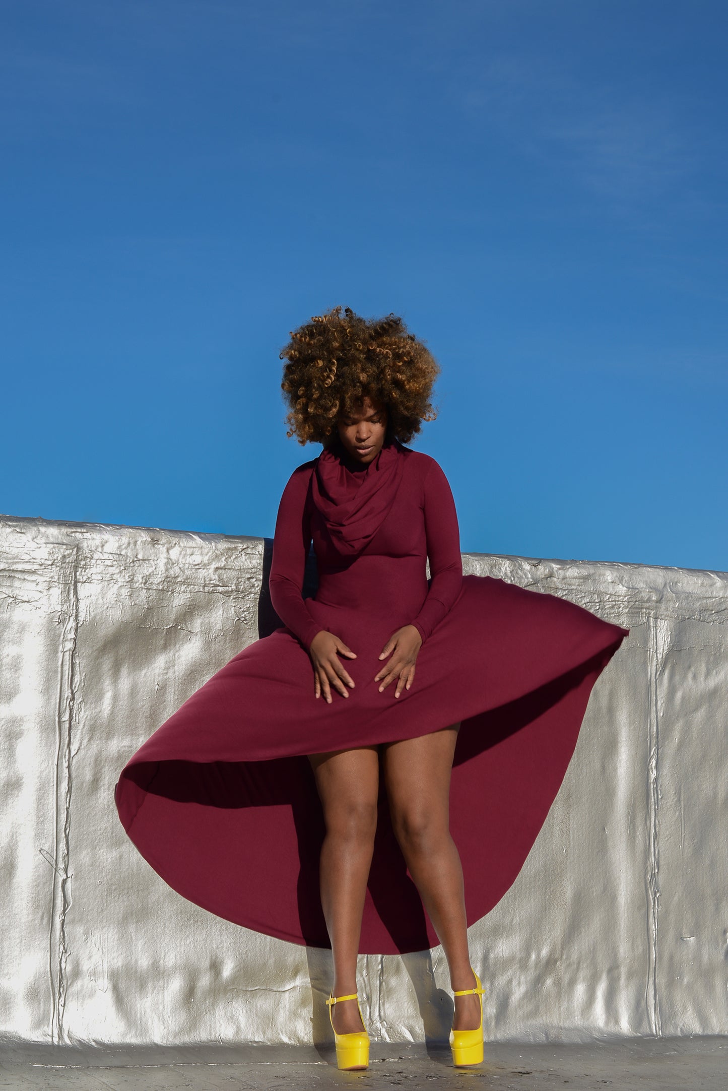 long sleeve cowl high/low