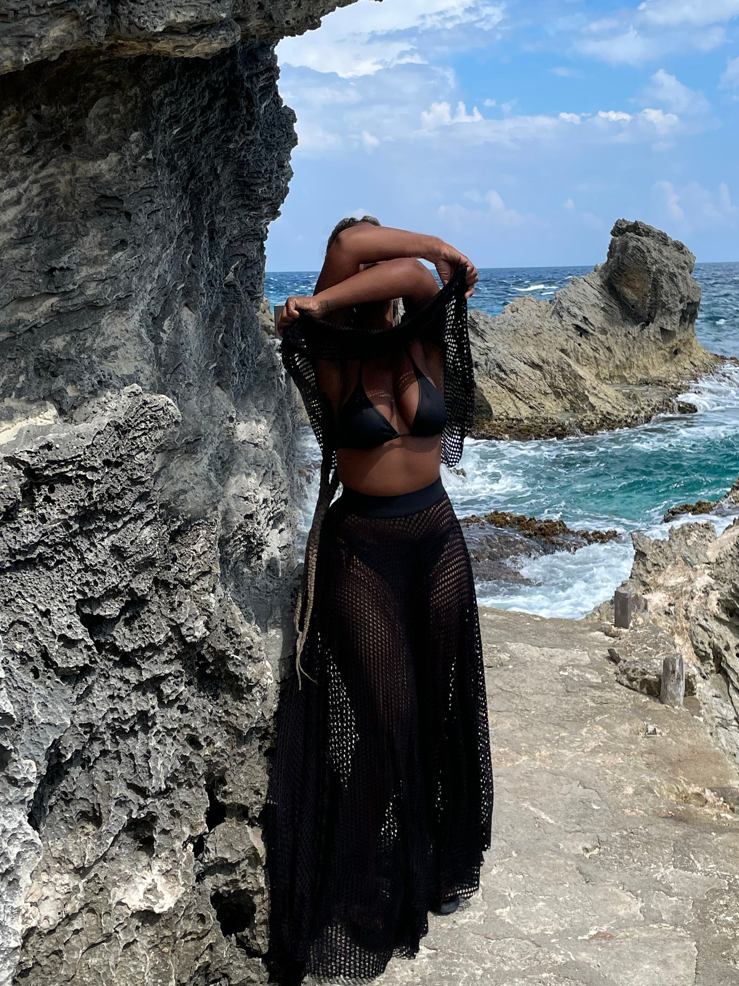 mesh crop & skirt