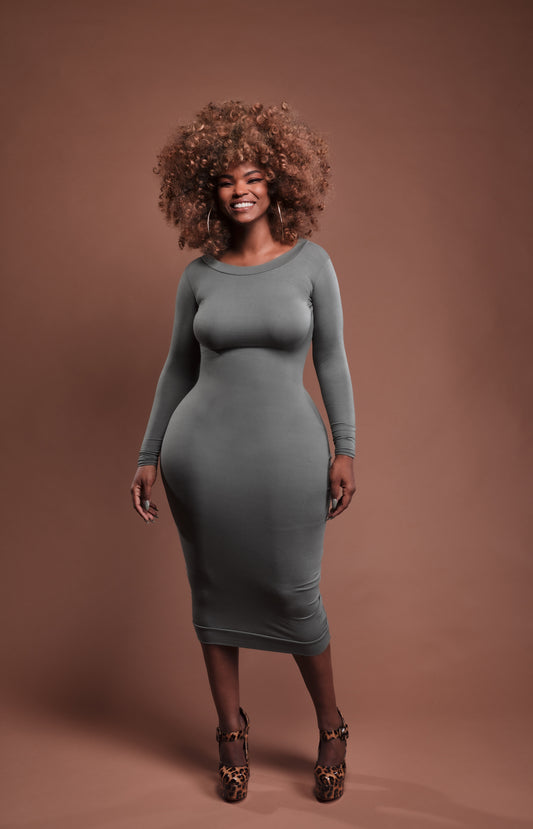 crew neck pencil dress