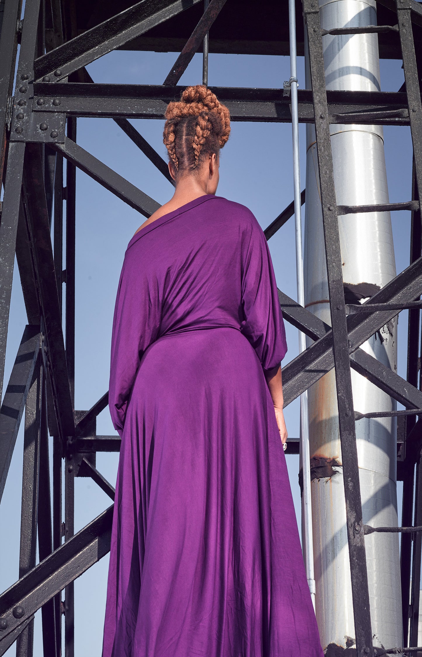 long sleeve off shoulder slope dress
