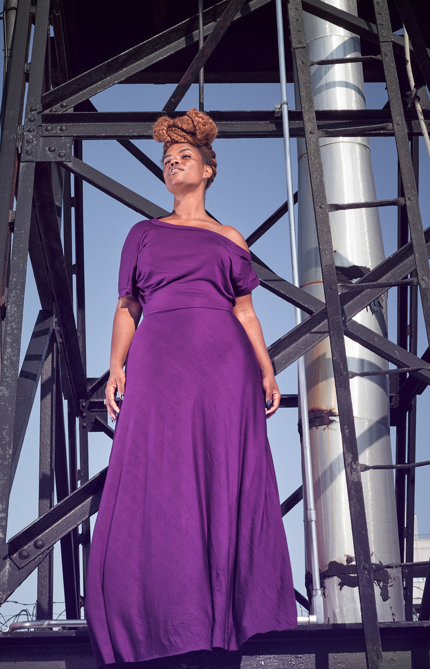 off shoulder slope dress