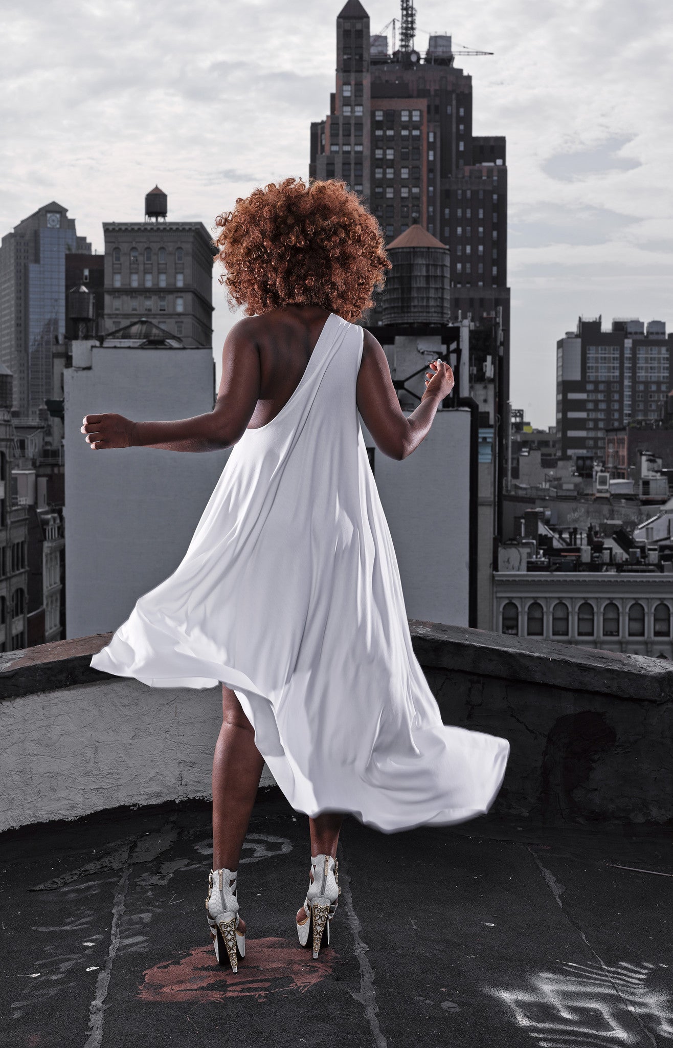 White asymmetrical dress top