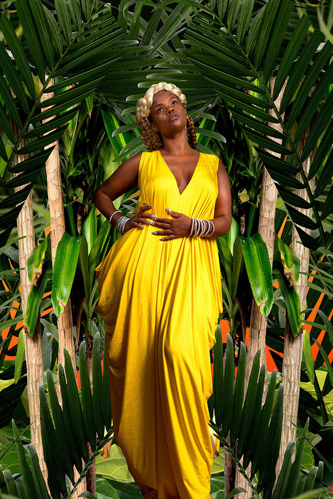 sleeveless drape - long