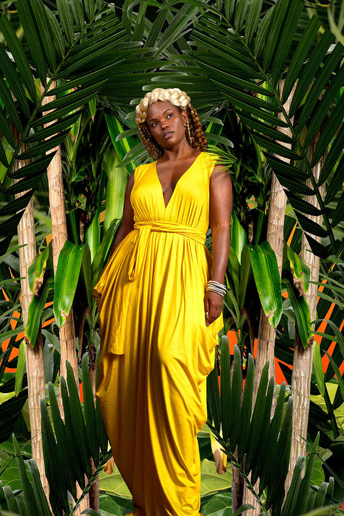 sleeveless drape - long