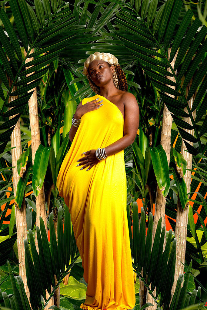 one-shoulder sleeveless drape - long